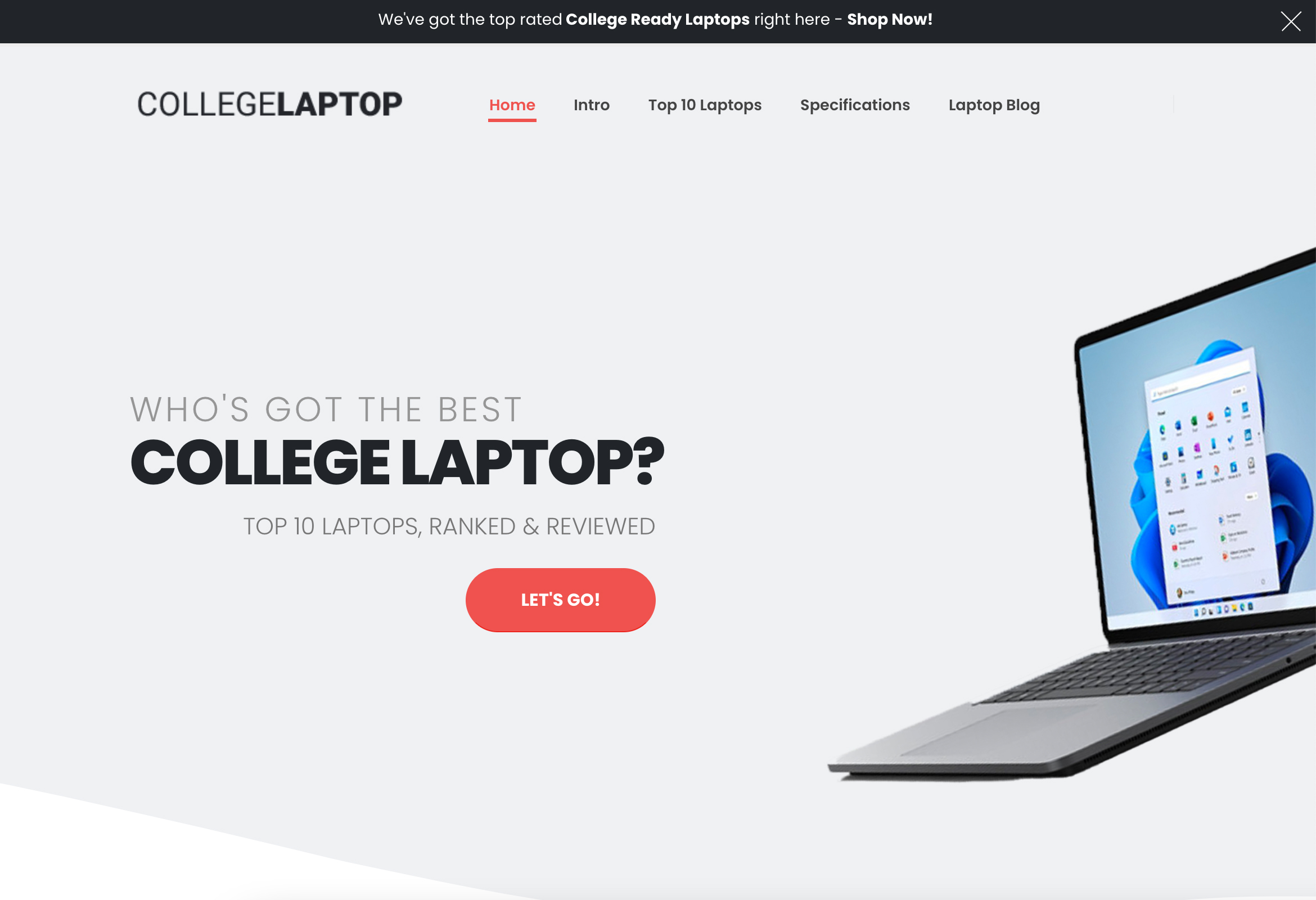 Misc screenshot of webwite using COLLEGELAPTOP.COM